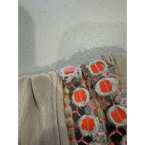 Anthropologie Skirt Women Small Tan Boho Elastic Waist Art to Wear Earthy Tribal - Picture 7 of 7